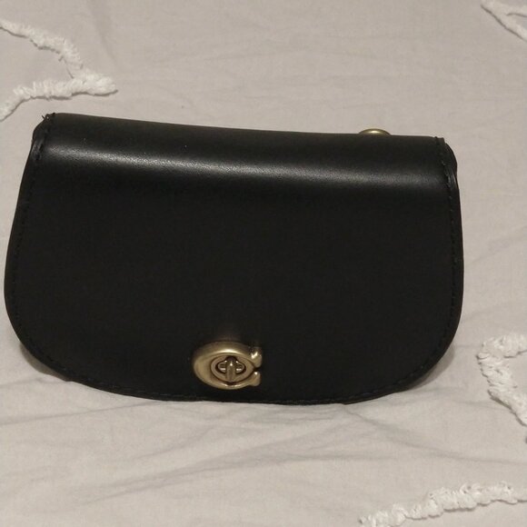 COACH SADDLE BELT BAG in supple black leather - Picture 1 of 16